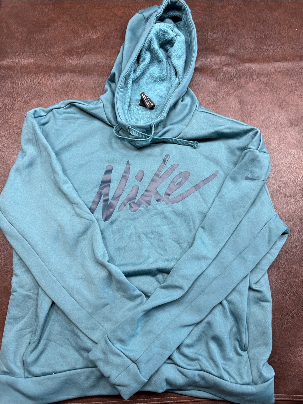 Nike Teal Script Logo Pullover Hoodie